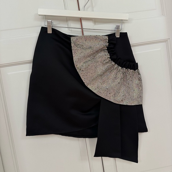 Delfi Collective Black Satin and Crystal Benny Skirt - Picture 11 of 13